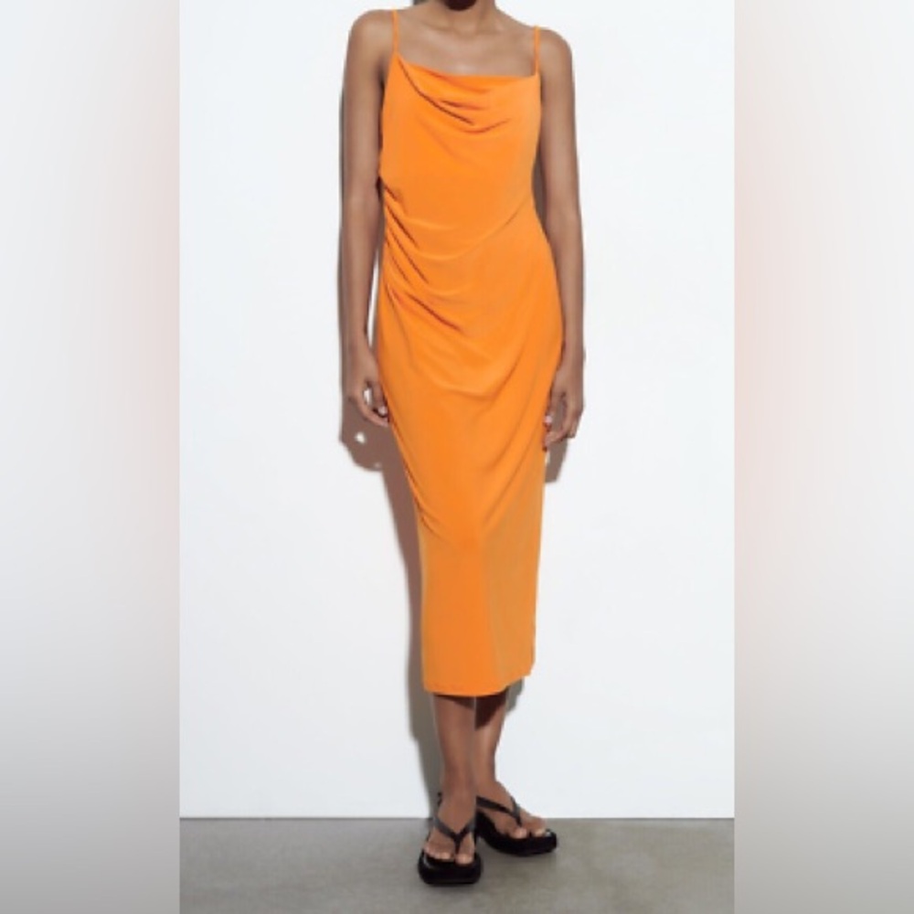 Zara dress with draped neckline